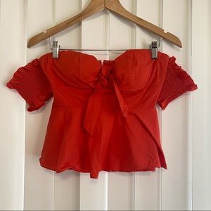Socialite Vibrant Orange Peplum Crop Top
